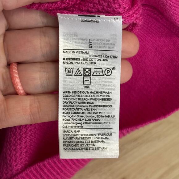 Gap Sweater Womens Large Pink Waffle Textured Preppy Classic Casual Basic Career - Picture 11 of 12